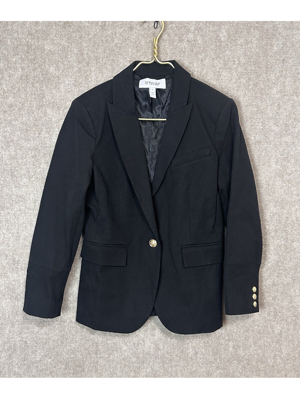 Derek Lam 10 Crosby Allie Blazer Women's 10 Gold Crest Button Preppy Equestrian